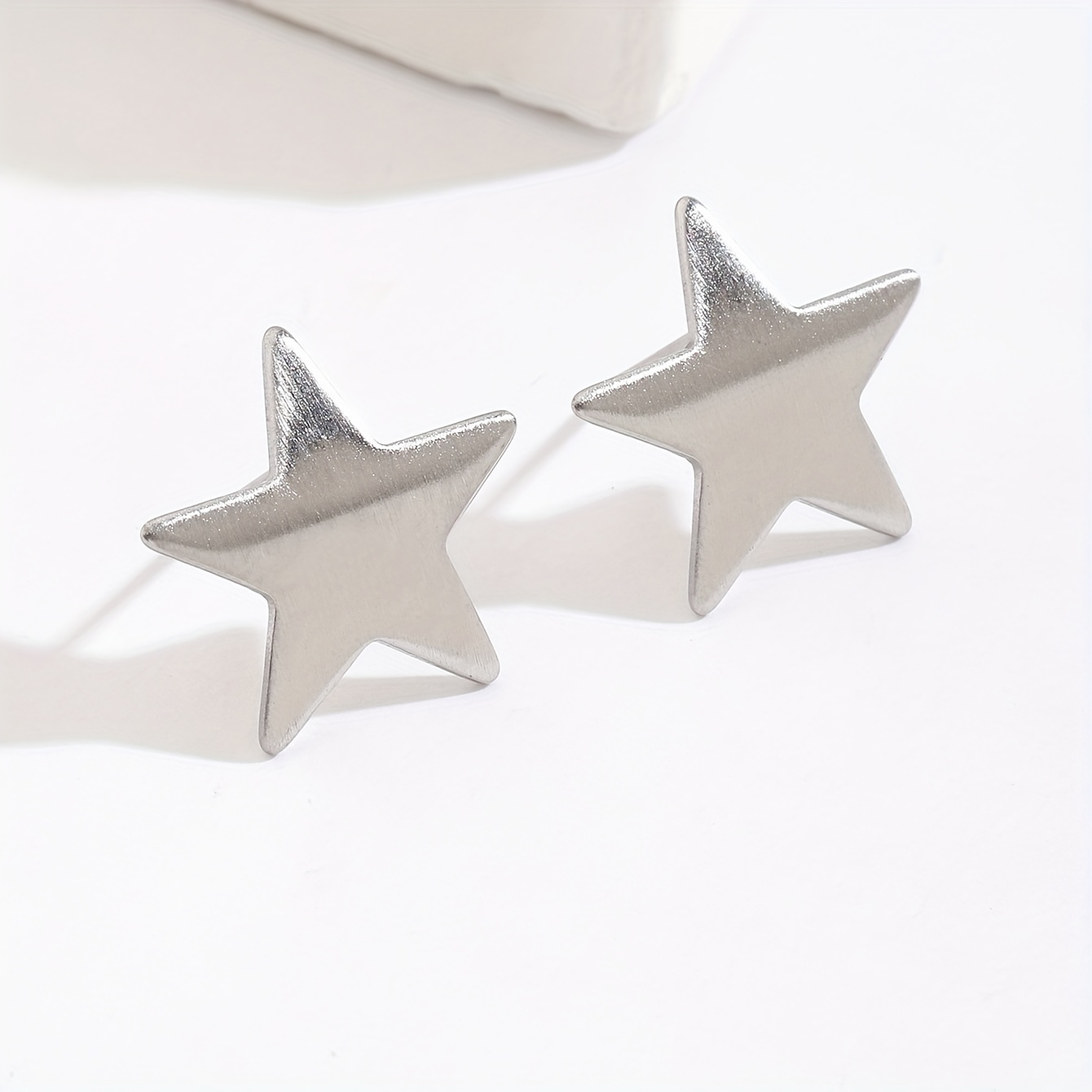Golden Silvery Stainless Steel Five-Pointed Star Stud Earrings