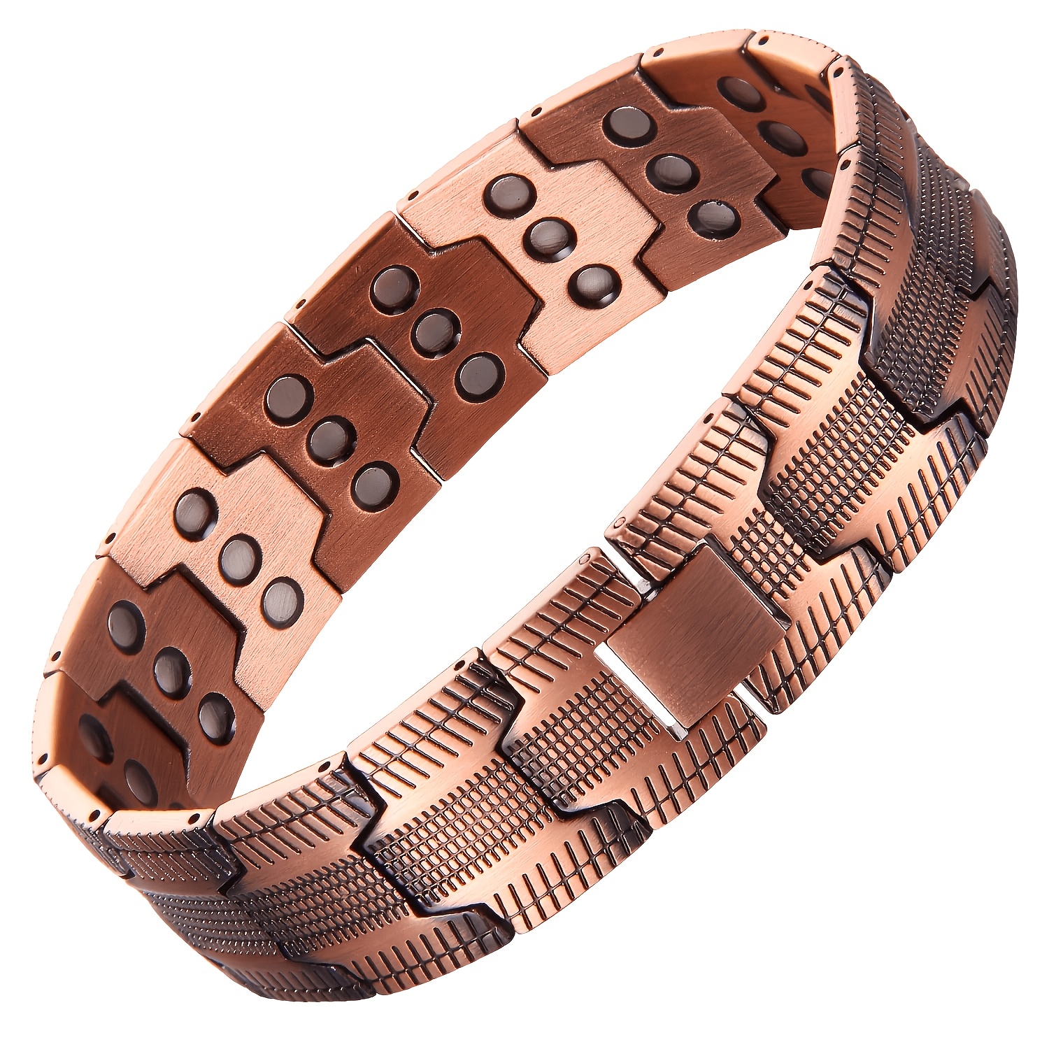 TEMU Pulsera magnética de cobre puro al 99.9% para hombre, pulsera magnética 3x más fuerte, muñequera ajustable, con herramienta de ajuste de tamaño
