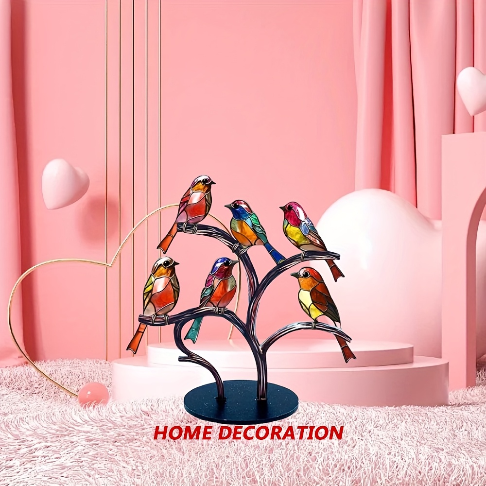 

1pc 4/6/ Birds Ornament, Seasonal Multi-holiday Table Décor, Non-electric, Feather-free Desktop Ornament For Christmas, Easter, Thanksgiving, Valentine's Day – Universal Home Accent, Gift For Her