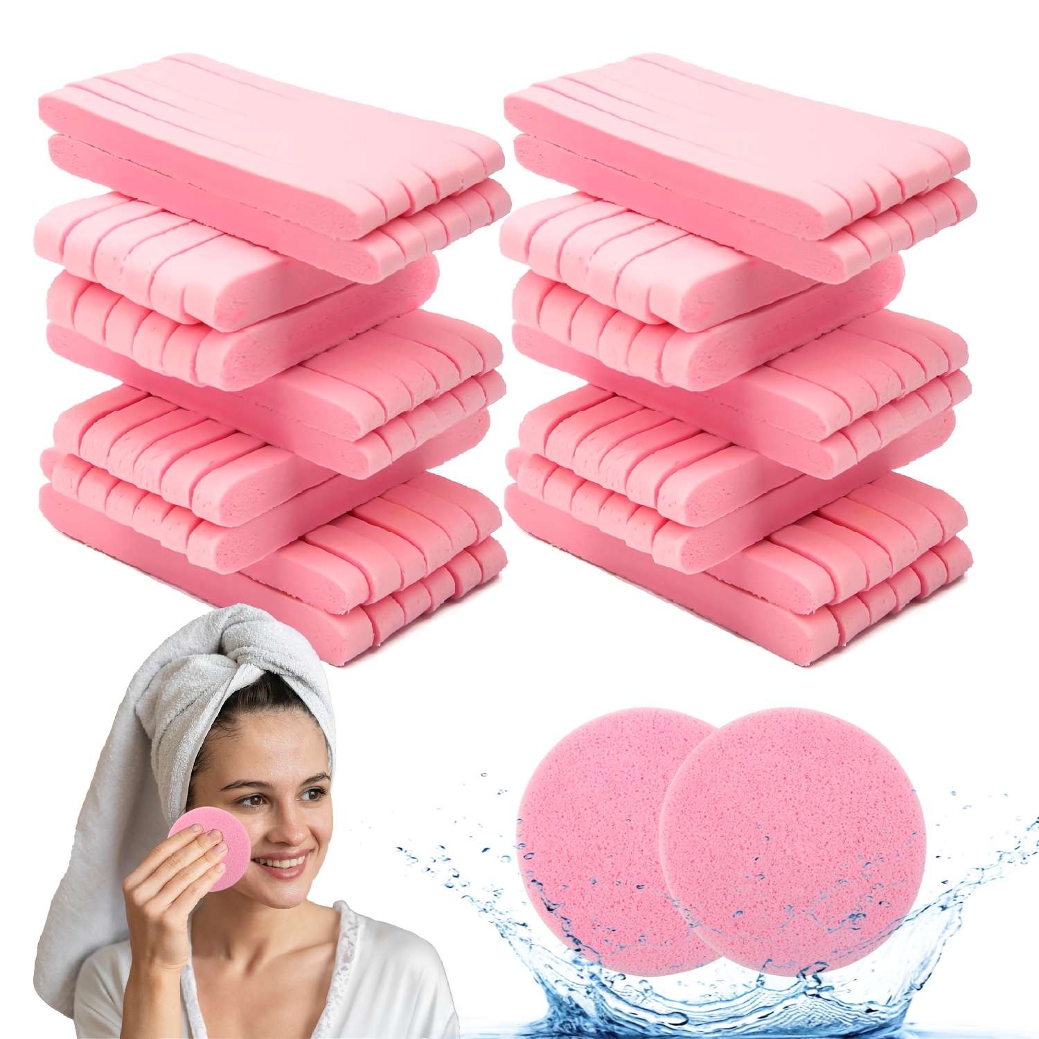 TEMU 36pcs Compressed Sponges For Washing Face, Cellulose Spa Sponges For Aesthetic Skincare Facial Cleansing Exfoliating Mask Makeup Removal