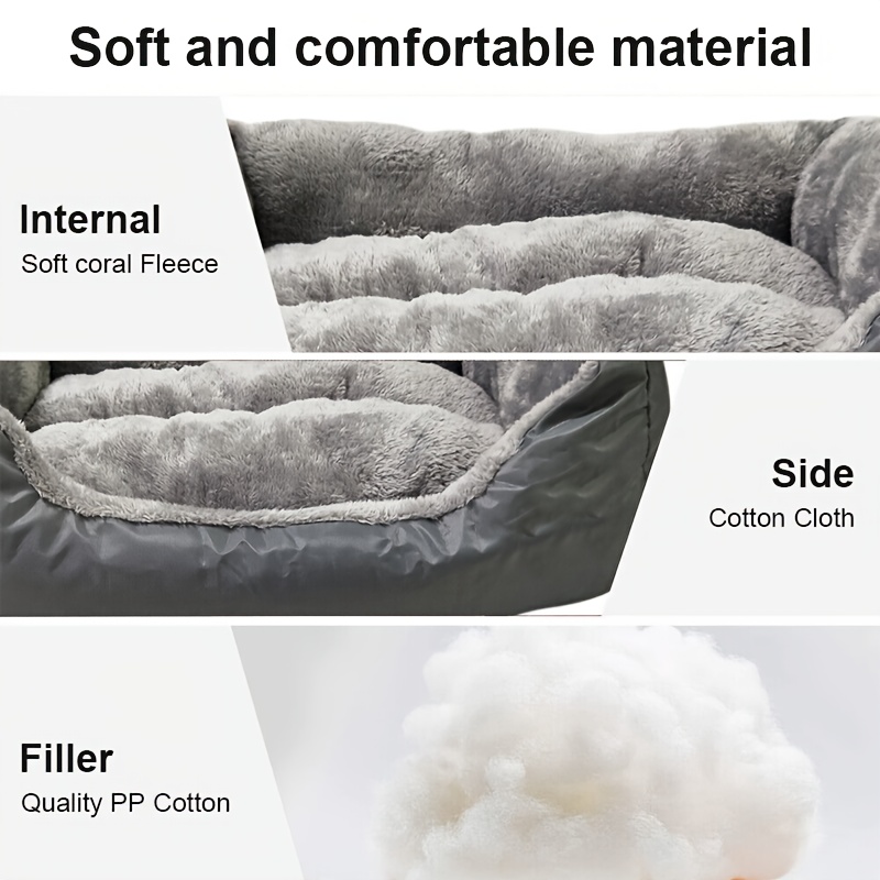 1pc Cozy Rectangle Pet Sofa Bed - Soft PP Cushion with Animal Print, Gray/Brown, Multiple Sizes (L-3XL) for Small to Large Dogs - Perfect for All Seasons, Ideal for Naps & Restful Sleep, Comfortable Pet Bed | Cozy Pet Sofa | Durable Pet Sofa
