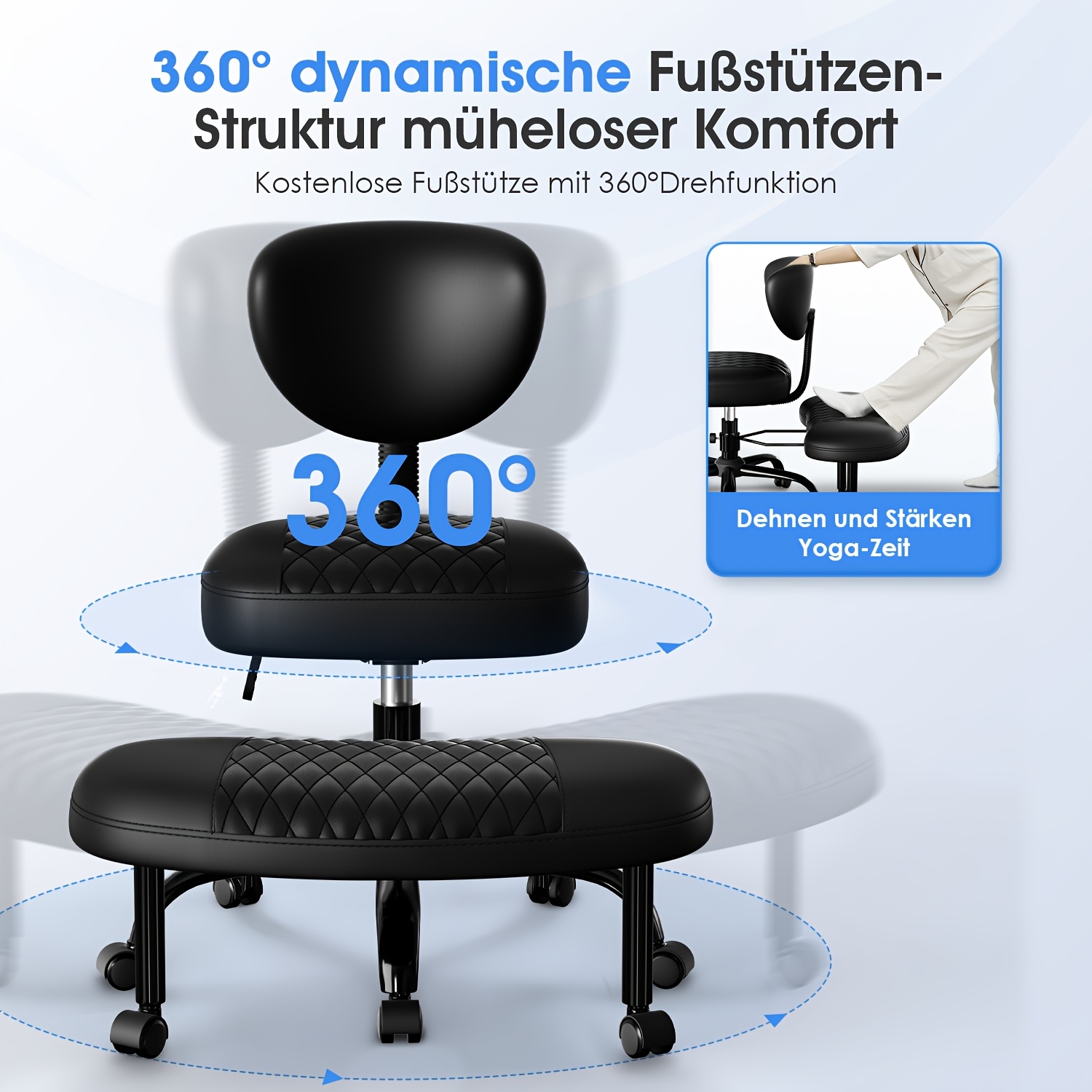 TEMU Office Chair With Cross Legs, Ergonomic Kneeling Chair, Leg-crossing Chair 360Â° Rotatable, Meditation Chair With Adjustable Height And Back