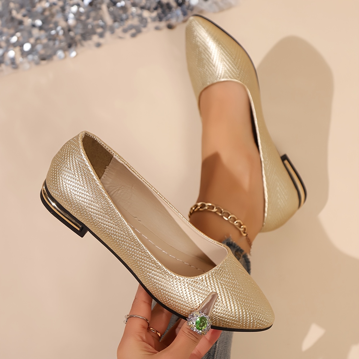 TEMU Women's Flat Shoes With Skirt, Narrow Feet And Thin Legs Run Large, Loose Toe Comfortable , Spring Autumn Gentle Flat Pointed Toe Large Size