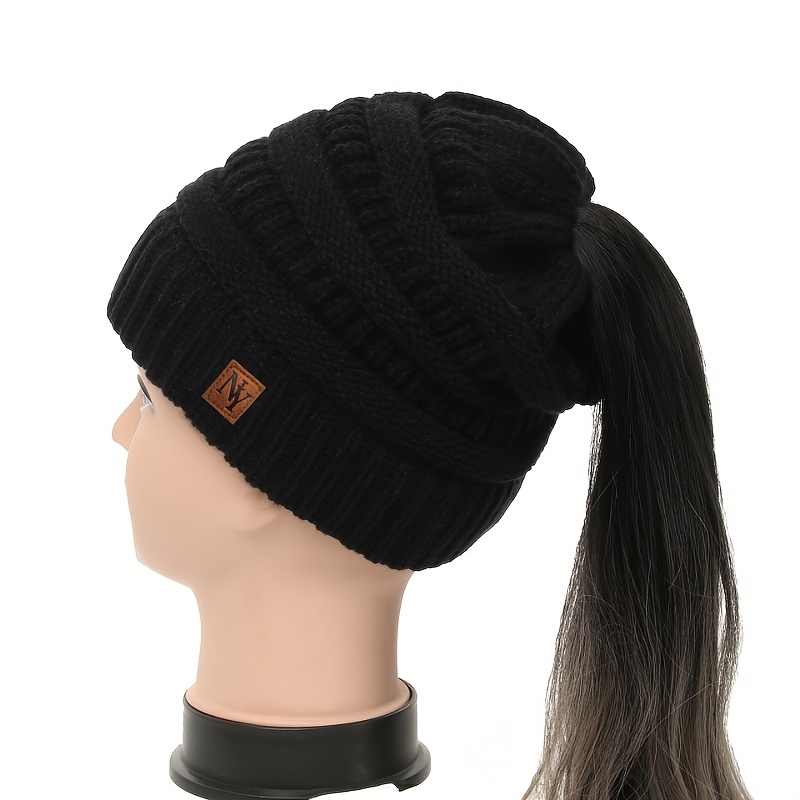 TEMU A Women's Hat/ponytail Hat, Warm And Cold-proof With Ear Protection, Elastic, Loose-fitting, Comfortable, And Non-constricting To . In 5 Colors,