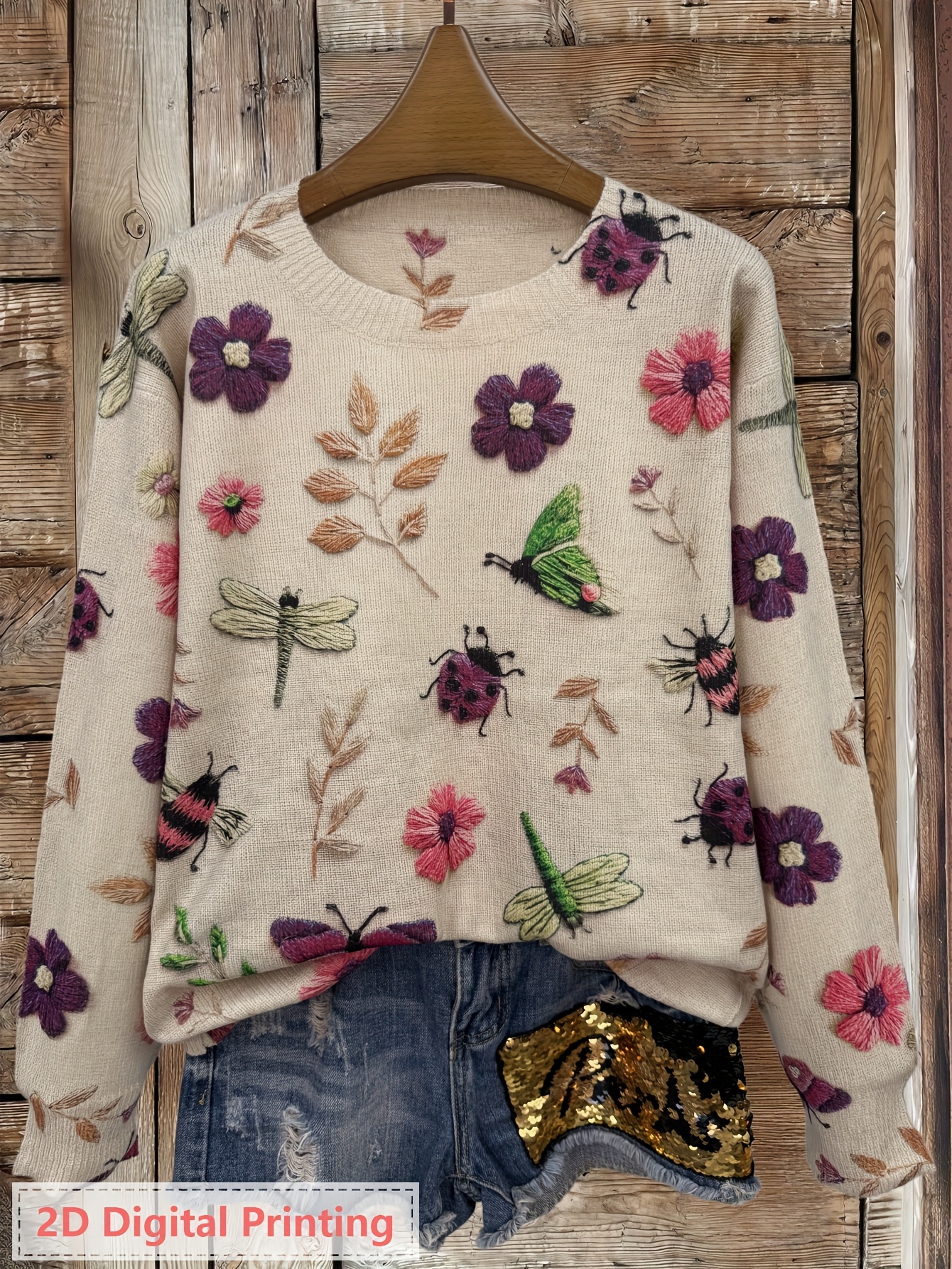 Pull En Tricot Vintage Femme à Motif Norvégien - Manches Longues, Col Rond, Grande Taille, Chaud Et Bohème
