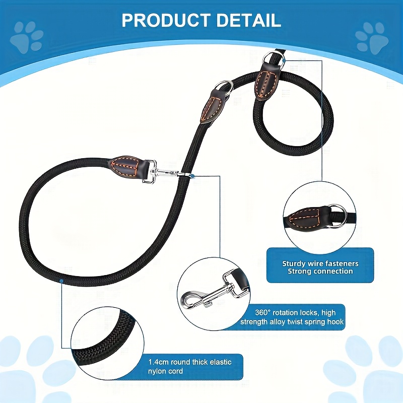 Durable Nylon Hands-Free Dog Leash with Adjustable Waist Buckle
