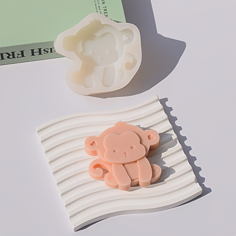 

3d Silicone Monkey Mold For Diy Aromatherapy Candle, Cartoon Animal Plaster Casting, Resin Crafting, Flexible Rubber Mould For Home Decor