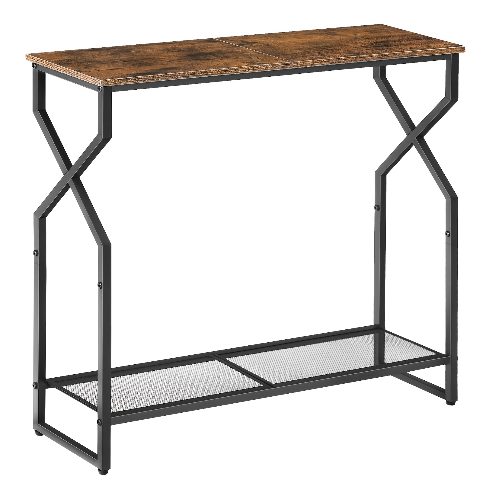TEMU Double Layer Console Table, Entrance Table, Narrow Sofa Table, Entrance Table, Hourglass Frame, Adjustable Feet, Suitable For Entrance, Living