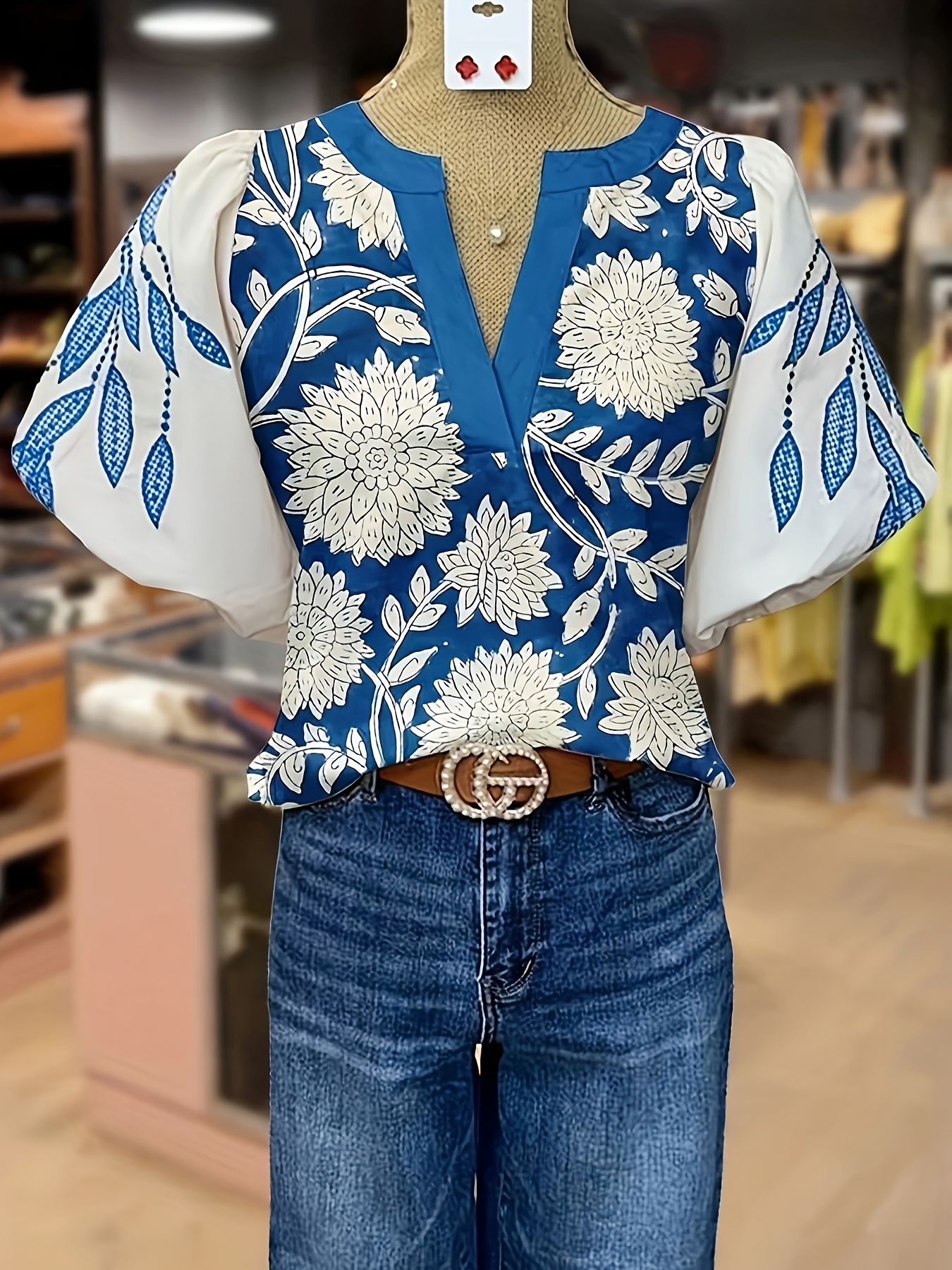 カットソー(長袖/七分) Chesty - Flower check tops 4c6fed9f-7964-42b1-8c5c-