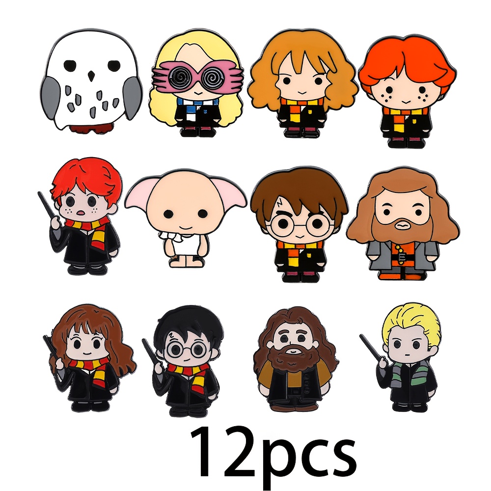 TEMU 12pcs Creative Cartoon Cute Fashion Harry Potter Baking Paint Resin Casting Color Blocking Enamel Pin Metal Badge Jewelry Backpack Clothing