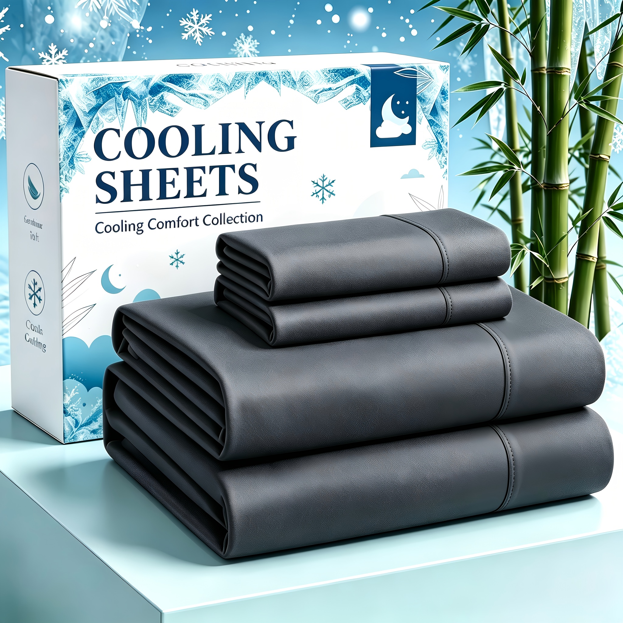 TEMU 4-piece Luxury Bamboo Fiber Sheet Set - Breathable Cooling Sheets - Hotel Luxury Sheet Set - In - Soft, Wrinkle-resistant Comfortable Sheets -