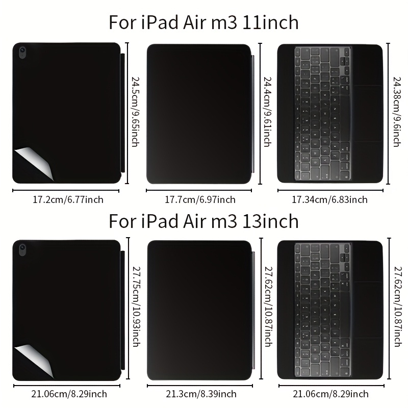 iMMOENUC 2025 for ipad Air M3 Magic Keyboard 3-Side Full Coverage Protective Vinyl Stickers - Self-Adhesive Pre-Cut Top/Bottom/Keyboard Panel, Scratch-Resistant & Anti-Fingerprint, Sleek Design, Durable Protection