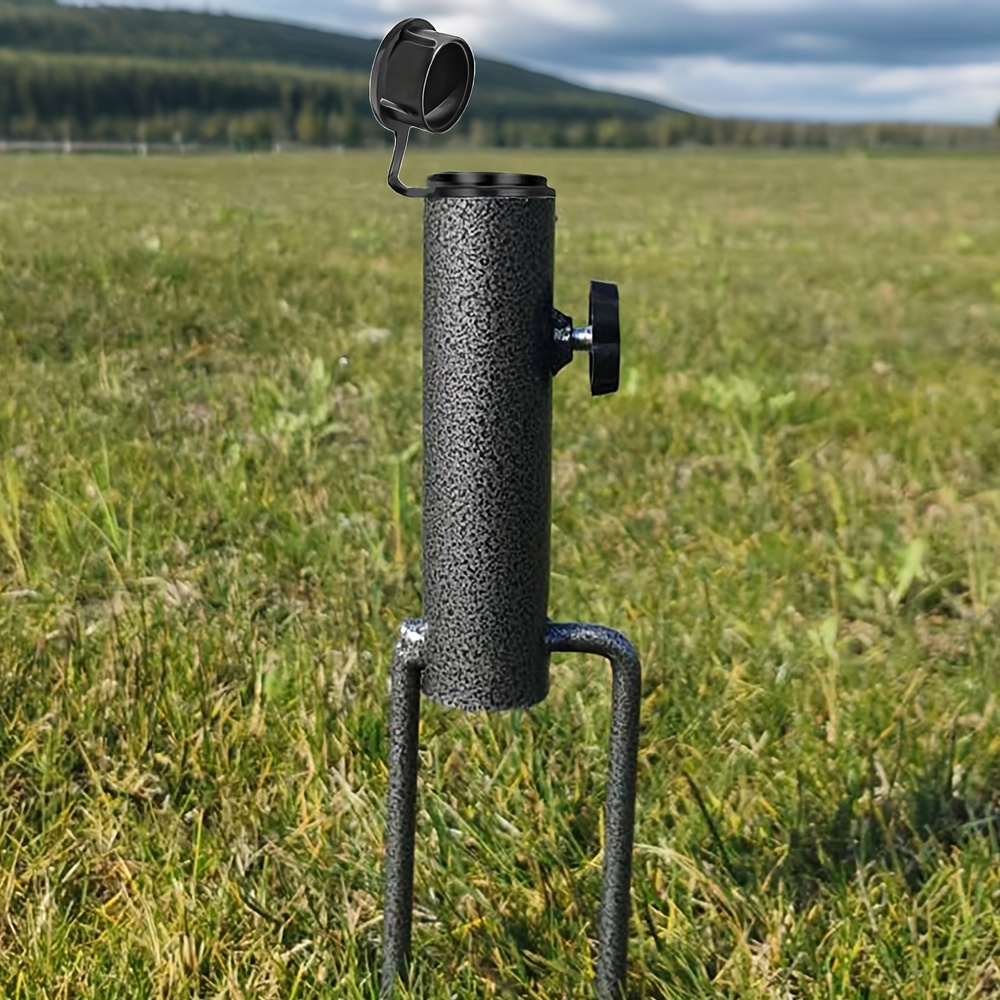 Image of Adjustable Portable Umbrella Base, 36cm Length Heavy Duty Ground Insert Steel Coating Umbrella Stand Base For 28-32mm Pole Umbrella Patio Beach Ground
