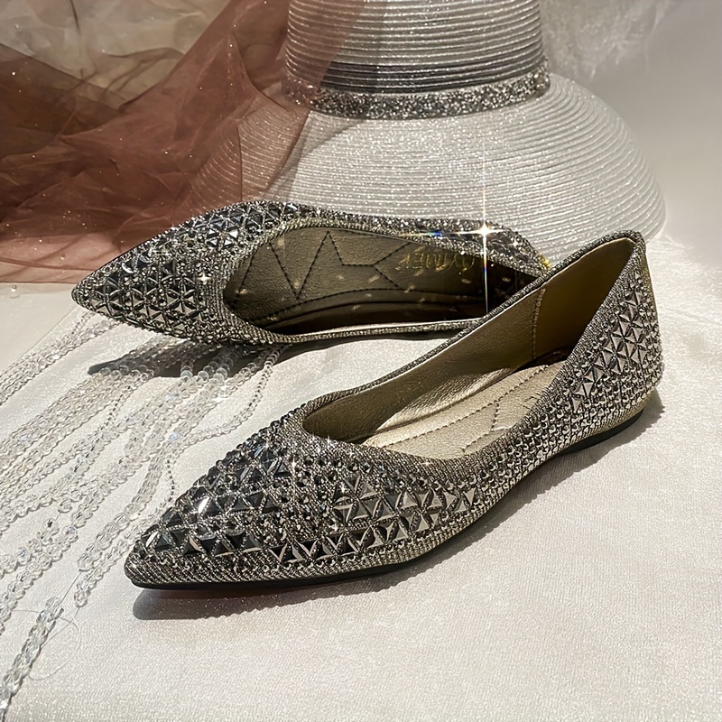 chic french inspired women's slip ballet flats sparkling Temu