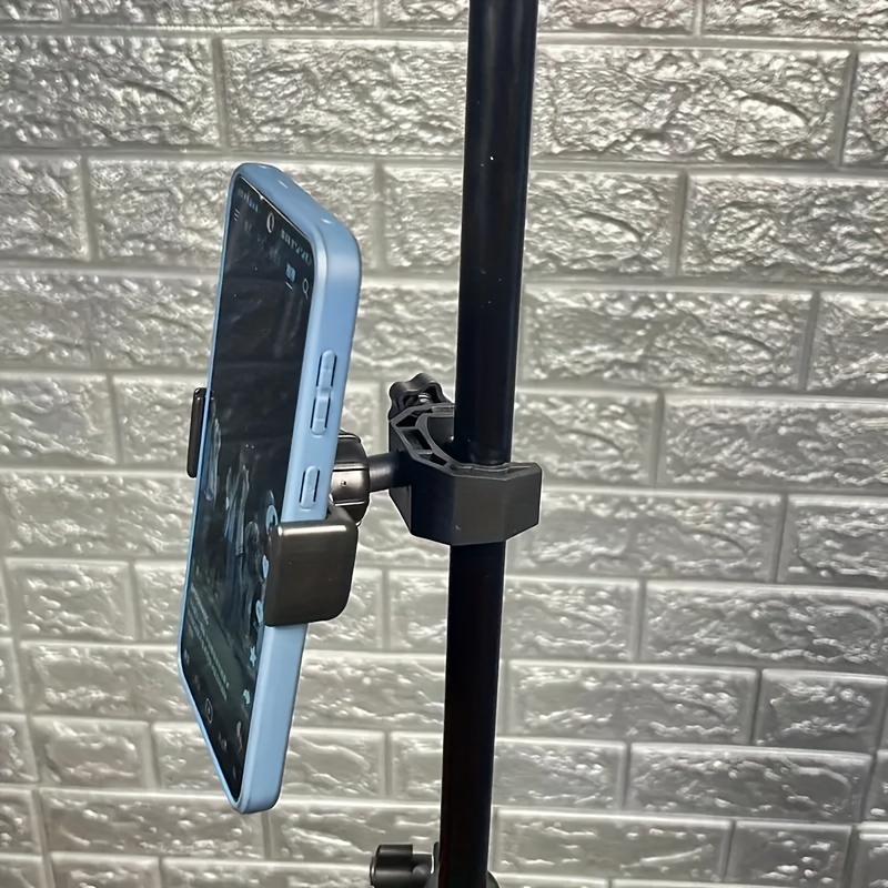 360-Degree Rotating Microphone & Smartphone Holder - Durable ABS, XLR Compatible, Black - Ideal for Bicycles, Motorcycles, Bass Guitars, Motorcycle Gear|Sleek Black Design|Sturdy Construction