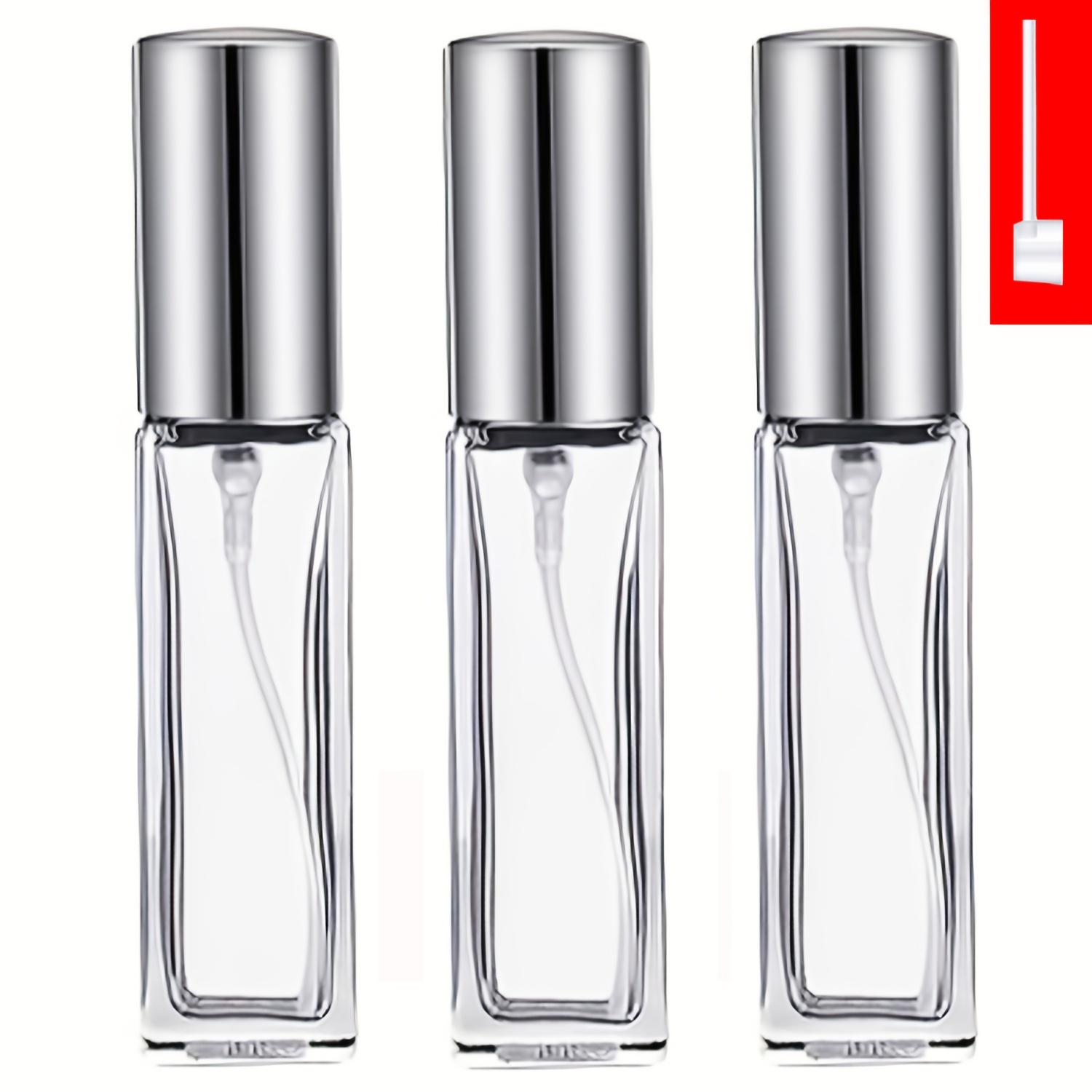 TEMU 1 Set Of 3pcs Fashionable 10ml Glass Perfume Spray Bottles, With Aluminum Nozzles, Ideal For Perfume Refills, Featuring Press-type Empty