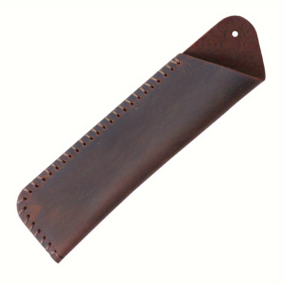 1pc Hand-stitched Cowhide Pen Bag, Retro Pen Case, Creative Pen Bag, Pen Signature Pen Protective Case