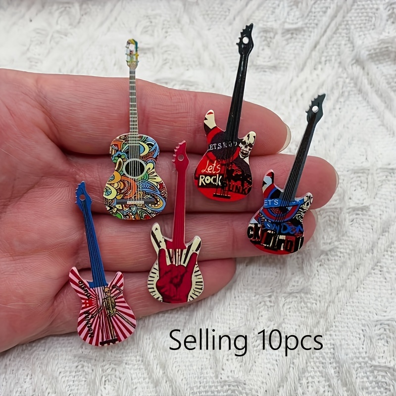 TEMU 10pcs Acrylic Mini Guitar Charms, Ideal Accessories For Necklace Bracelet Keychain Jewelry Making