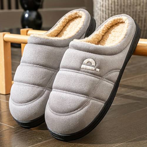 mens shoes memory slippers warm bedroom slippers mens solid color casual large size shoes