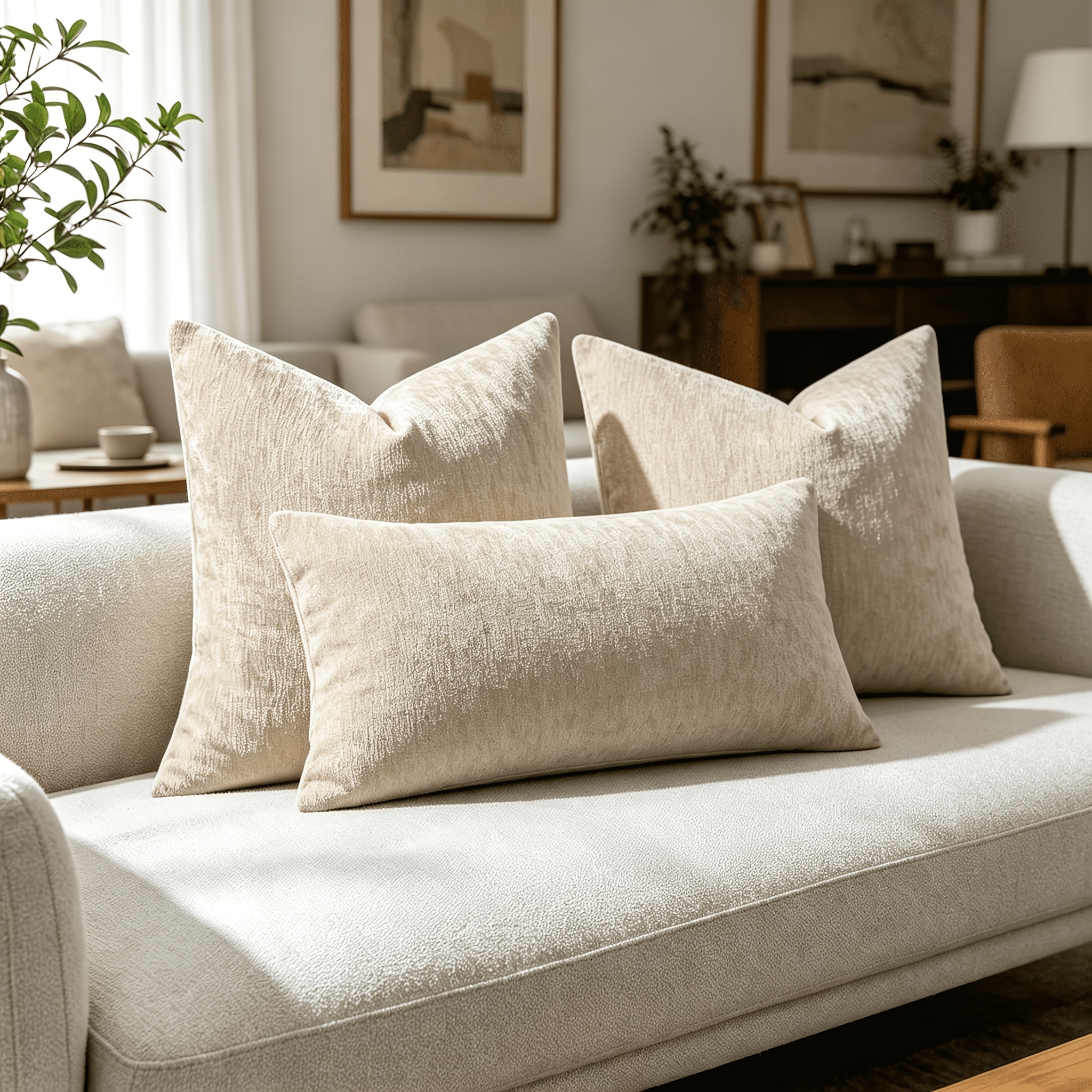 TEMU 3pcs Nordic-style Shelly Pillow Covers, Living Room And Balcony Decor Pillow Cover Set, Sold As Pillow Covers