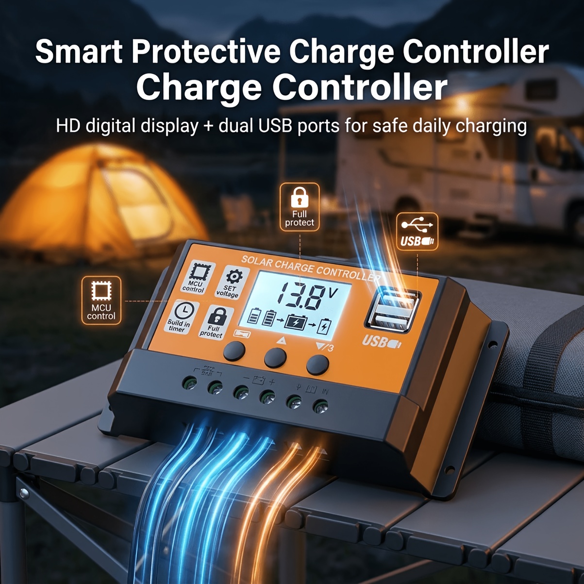 Kit de Panel Solar, con Controlador de Carga Solar y Cable de Extensión | Viene con Clip para Batería | Adaptador para Barco/Motocicleta/RV/Luces de Exterior/Cámara/Generador Solar | Fuente de Alimentación Unificada para Escenarios Off-Grid
