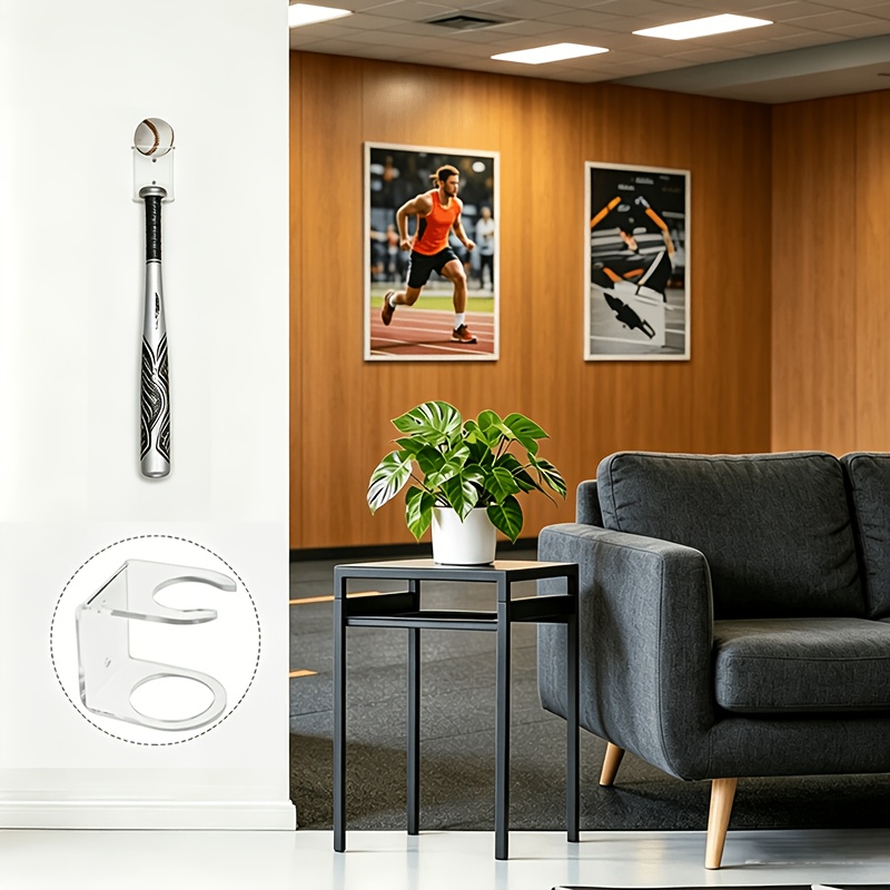 TEMU 1 support mural pour bâton de baseball, support pour bâton de baseball, présentoir pour baseball et bâtons, support de rangement mural pour les