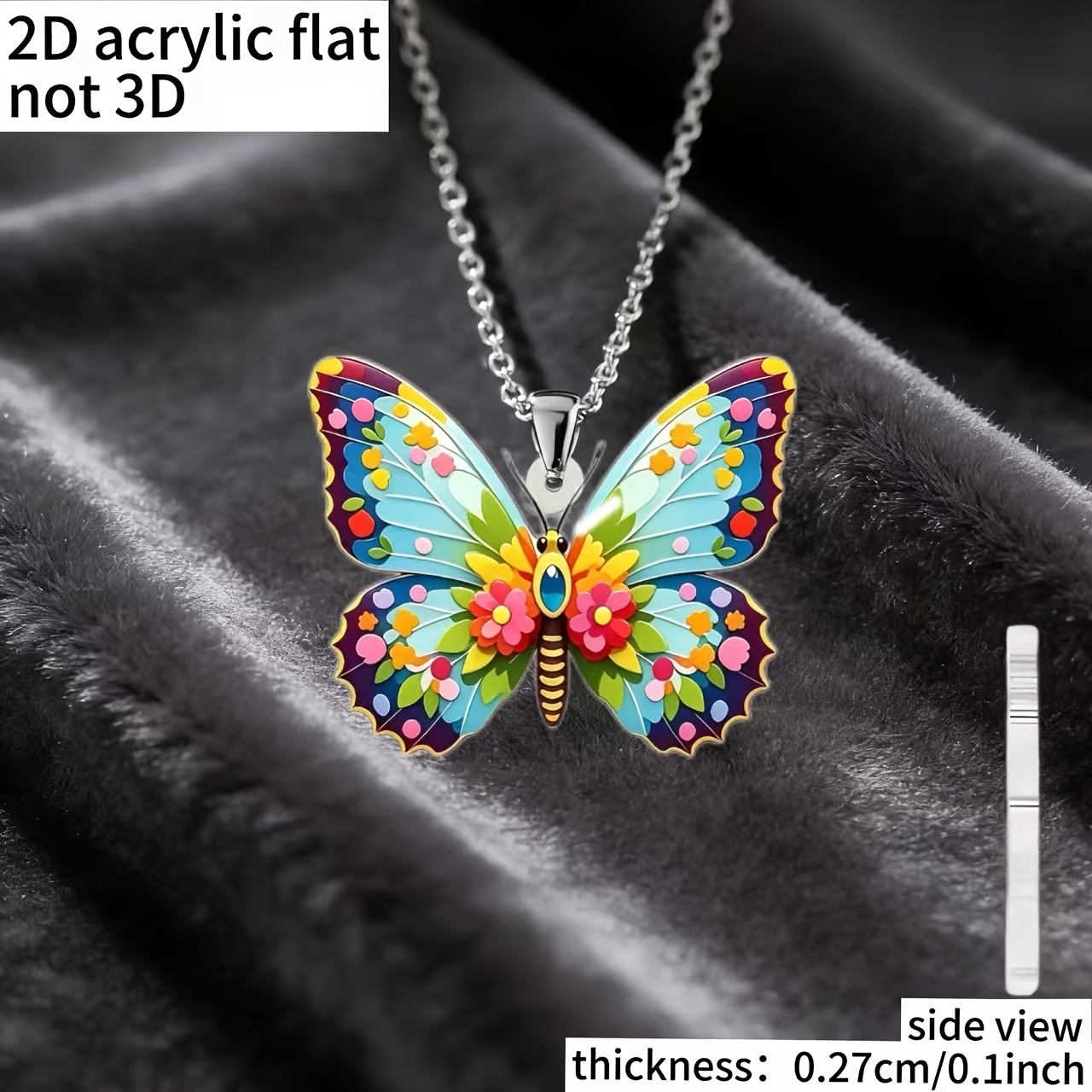 Cute Butterfly Pattern Acrylic Necklace, Stylish Design