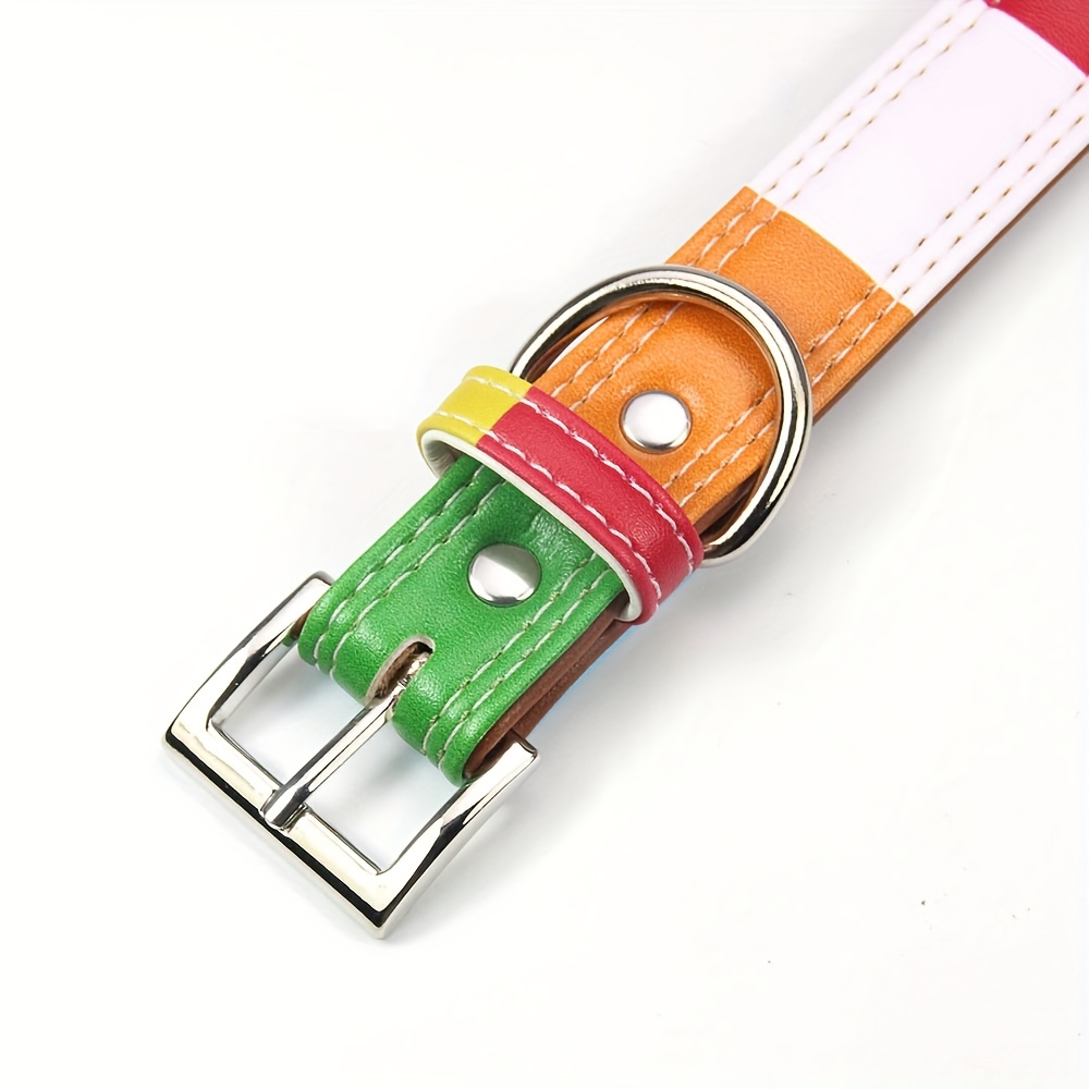 Customized Rainbow Checkered Pet Collar with Adjustable Safety Straps