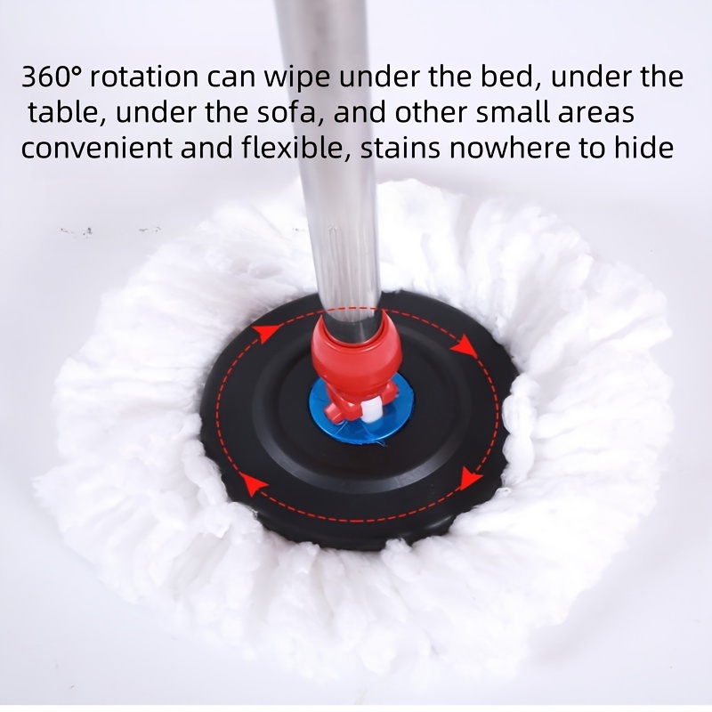   spin mop and bucket set   swivel mop for wet and dry use no electricity required ideal for living room bedroom toilet kitchen and floor cleaning details 4