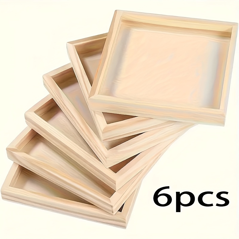 TEMU 6pcs Set/12pcs Set/20pcs Set Unfinished Wooden Craft Trays - Handmade Wooden Trays For Painting, Dyeing, 3d Puzzles, And Art Projects -