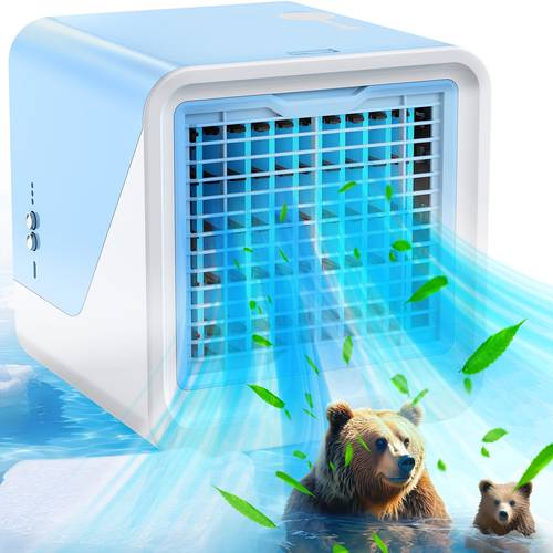 3 in 1 portable air conditioner humidifier fan with atmosphere light usb powered compact cooler for home fast cooling durable energy cooling fan portable home air cooler sturdy build small spaces