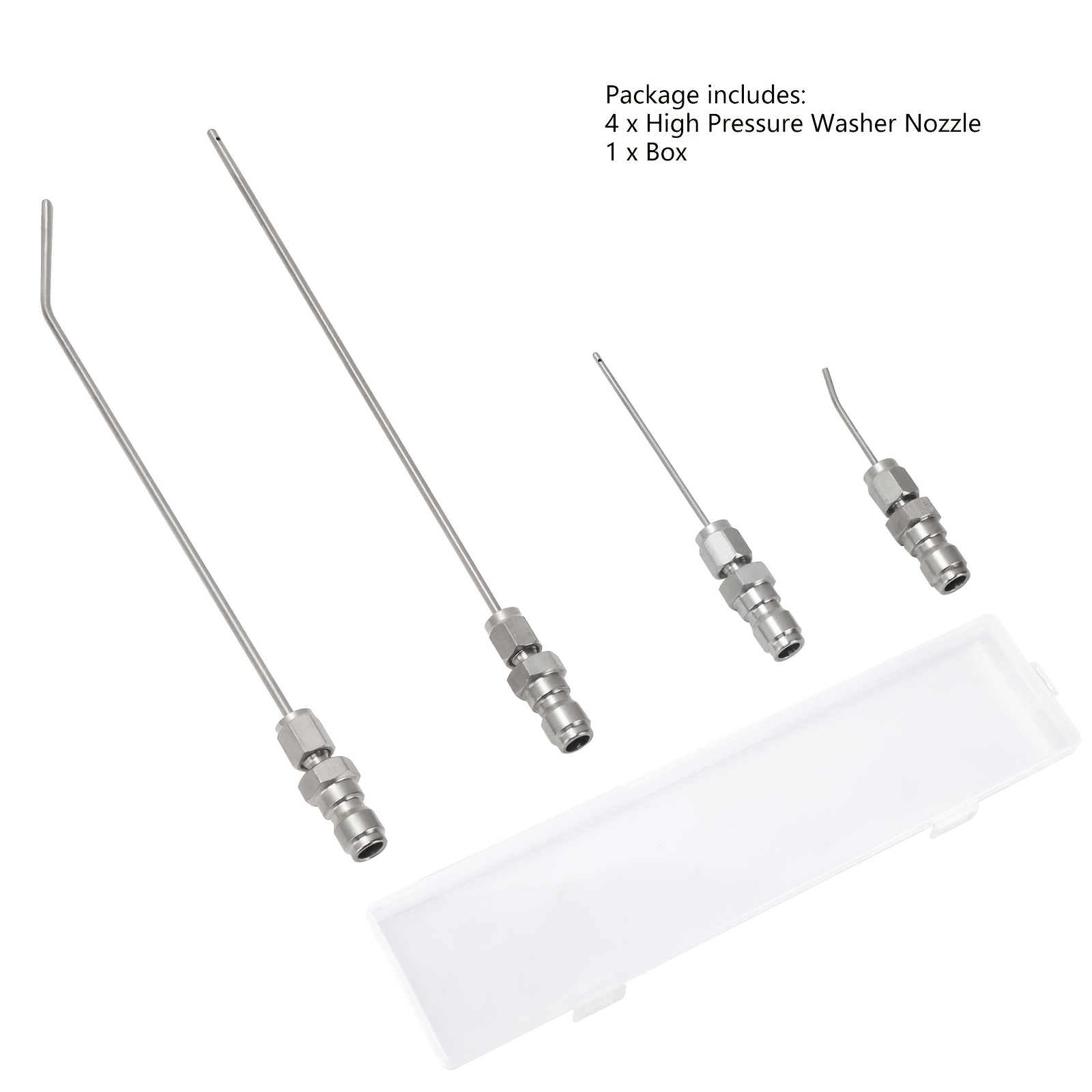 TEMU 4pcs High Pressure Washer Nozzle Kit For Washing, With Storage Box, Stainless Steel Flush Wand Extension Washing Machine And Ac Cleaning,