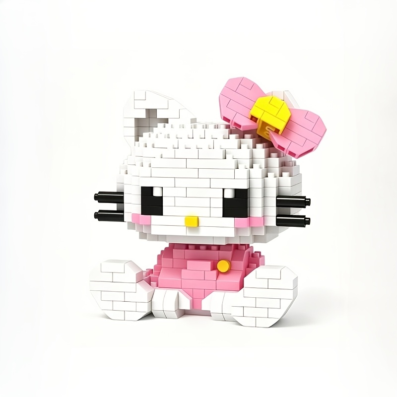 Image of Building Blocks Decoration, Hello Kitty Kuromi My Melody Cinnamoroll Diy Assemble Figures, Kawaii Desktop Decor Gift For Birthday Back To 3+