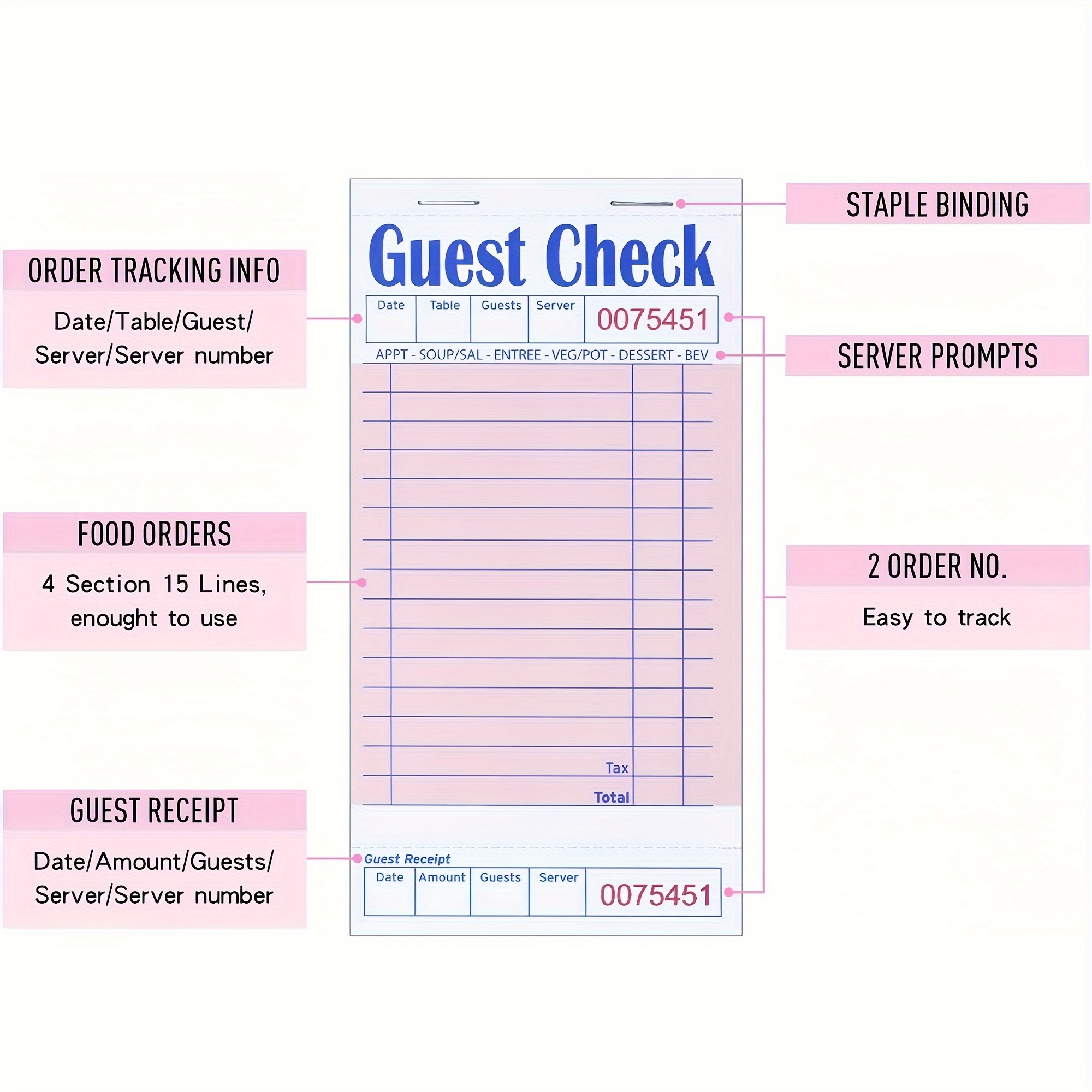 Waitstaff Order Pad Bundle Notepads Servers Waitresses Temu United