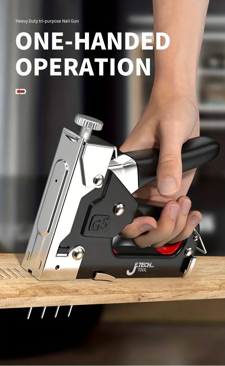 1pc 4 in 1 heavy duty stapler for diy home decor furniture wood frame stapler multi tool hand nail gun bandage pliers four piece set art supplies outdoor camping details 4