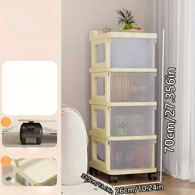Donened - Meuble de rangement en plastique, à tiroirs, avec 4 roulettes, pour chambre à coucher, école et bureau, 83,3 x 34,2 x 26,7 cm (8 niveaux Donened - Meuble de rangement en plastique, à tiroirs, avec 4 roulettes, pour chambre à coucher, école et bureau, 83,3 x 34,2 x 26,7 cm (8 niveaux