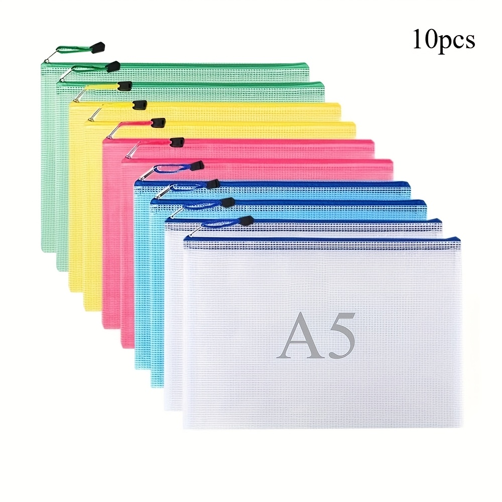 E-shop 10/20 Stück A5 Mesh Reißverschlusstaschen, PVC Kunststoff Mehrzweck Aufbewahrungsbeutel für Bürobedarf, , Dokumente und Reiseorganisation –
