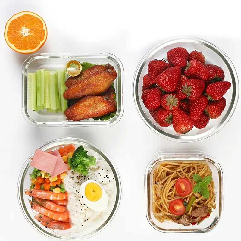 stackable 4 24pcs glass food container 2 12 lids 2 12 containers multi purpose meal prep and pantry with airtight lids oven microwave refrigerator and dishwasher safe durable space saving design heating and organization Product details 4