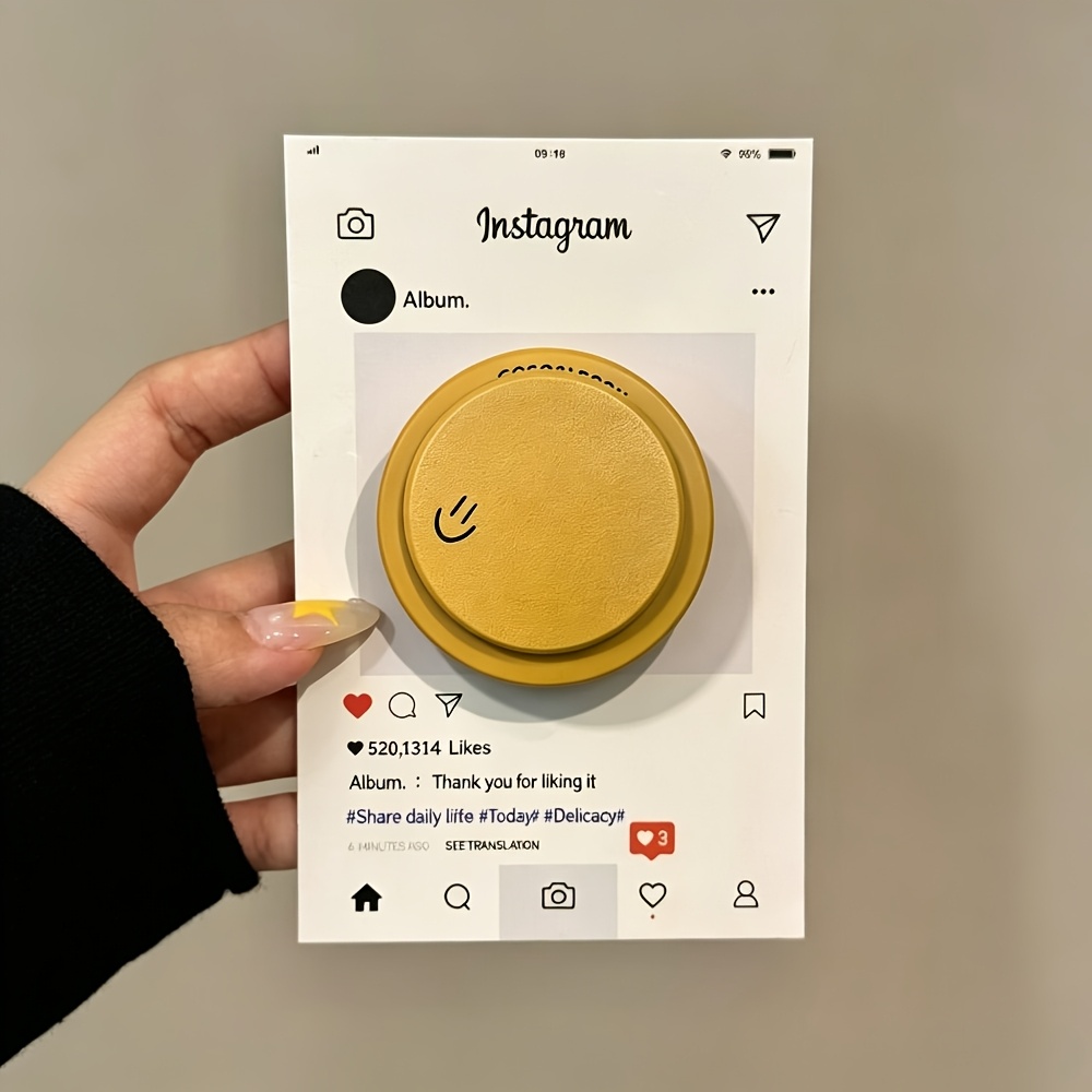 TEMU Support de téléphone magnétique rond Qingpai Niche Vintage Visage Joyeux, Support de téléphone minimaliste jaune rond Visage Joyeux (étui de