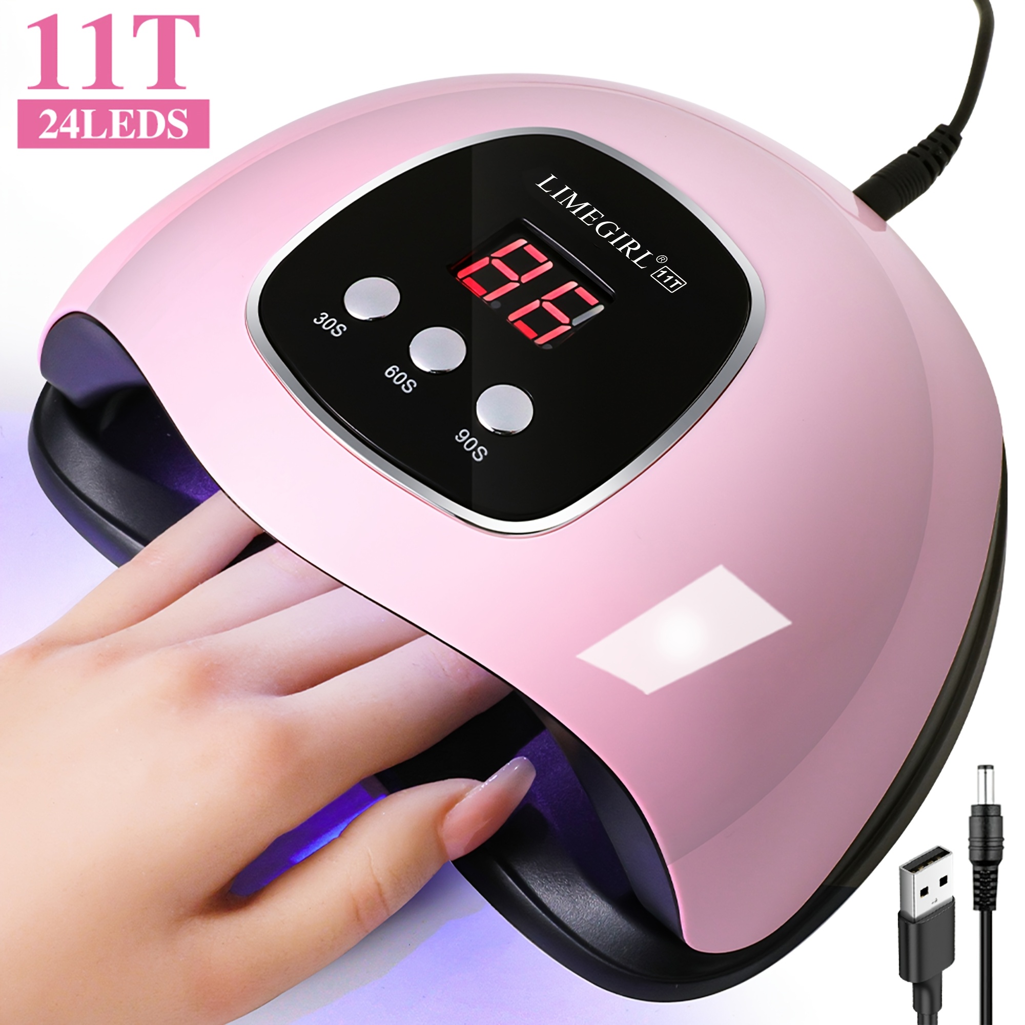 TEMU Limegirl Led Nail Lamp With Nail Care Tool Kit, Fast Lamp For Gel Nails, Usb Powered Gel Nail Lamp With 4 Timers And Automatic Sensors, Nail And