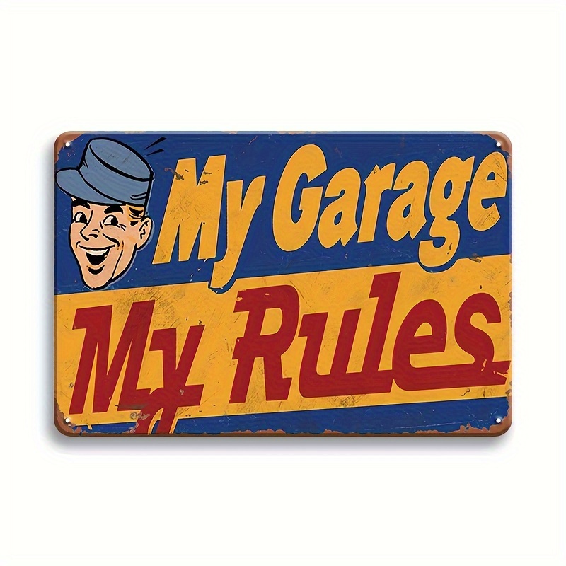 

1pc My Garage My Rules Tin Signs, Vintage Metal Tin Sign For Men Women, Wall Decor For Bars, Restaurants, Cafes Pubs, 12x8 Inch