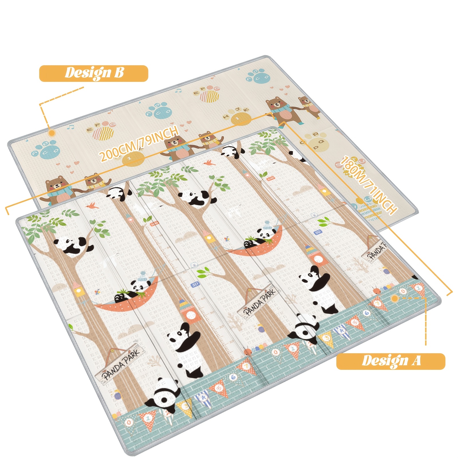 79x71 Inch 2-Sided XPE Baby Play Mat for Development