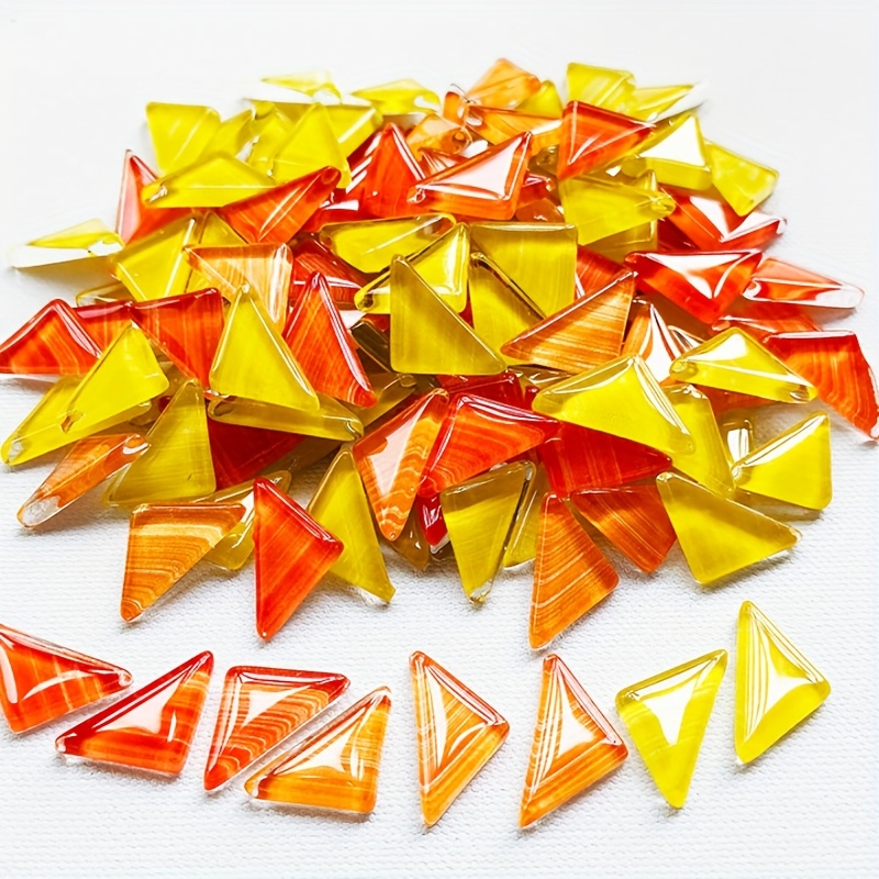 TEMU 65 pièces de mosaïque triangulaire en verre, mosaïque en verre rayé coloré, fournitures de mosaïque faites à , mosaïque en verre fusible,