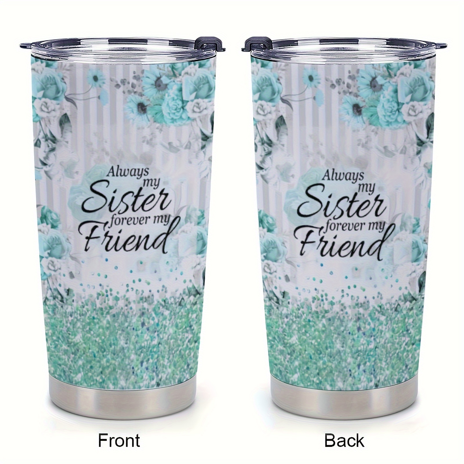 

1pc, Sister Friend Tumbler With Lid And Straw, 20oz Stainless Steel Water Bottle, Insulated Water Cups, Summer Winter Drinkware, Outdoor Travel Accessories