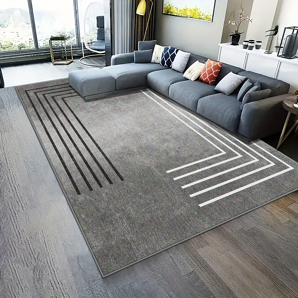 

Machine Washable Luxury Geometric Area Rug - Stain Resistant, Non-slip, Medium Pile Polyester Mat For Indoor Use With Exquisite Lock Edge Design, 1200g/m² Weight, 8.6mm Thickness, Rectangle