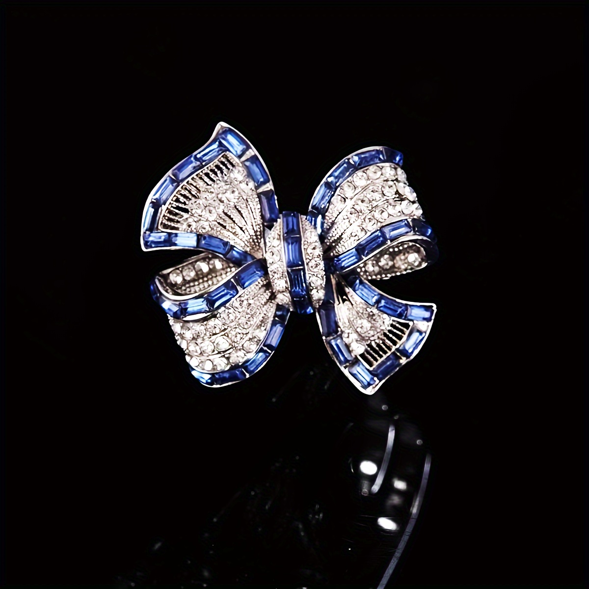 

Elegant Blue Bow Brooch With Sparkling Rhinestones - Vintage Boho Style, Perfect For Weddings & Parties Boho Wedding Dresses For Bride