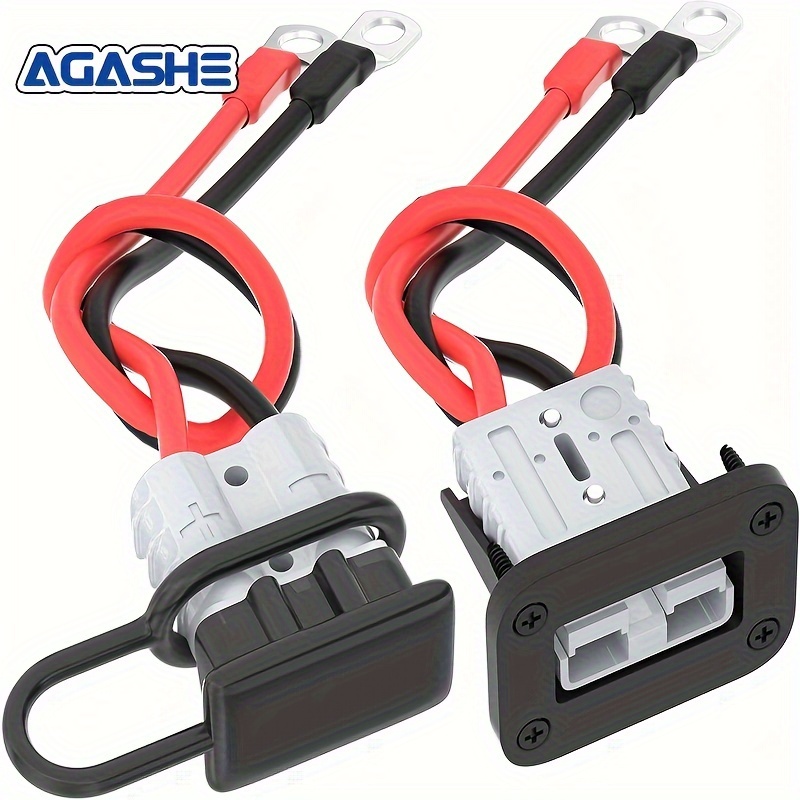 

Agashe 2pcs 50a 600v / , Pvc 12v Trailer Kit Battery Charging Cables & O- Lugs For - Placement