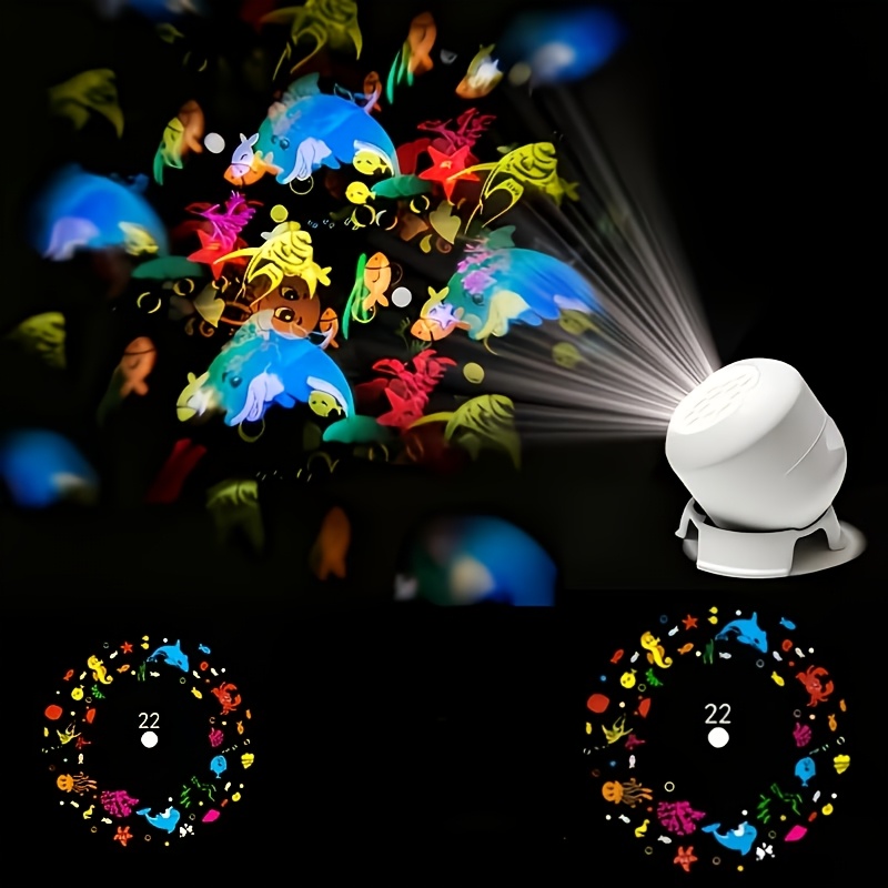 TEMU Led Starry Ocean Projection Lamp And Dynamic Projection Night Light, 360-degree Rotatable, Usb-style Ambient Light, Suitable For Bedroom, Gaming