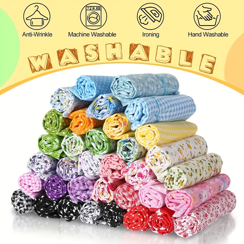 Image of 30pcs Thin Floral Quilting Bundle, Assorted Floral & Solid Colors, Easy Sewing, , 25x25cm/9.8x9.8in, Diy Printed Sewing Supplies, Craft Supplies, Quilting Fabric Random Color