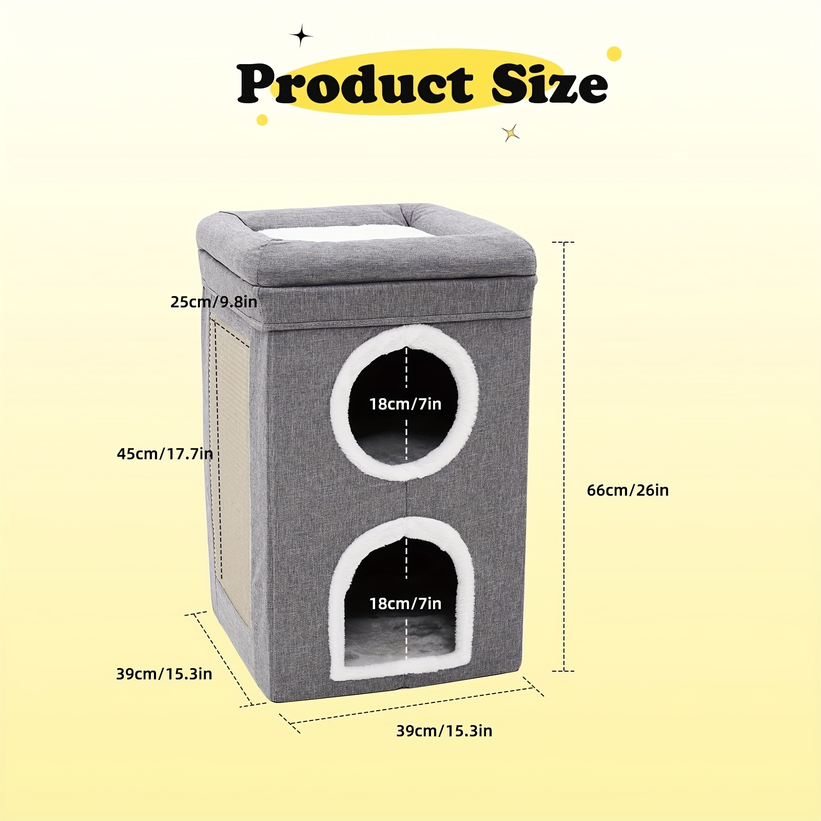 Căsuță Modernă pentru Pisici cu 2 Etaje, Placă de Ascuțit Unghii, Peșteră Secretă și Tunel - Mobilier Cat Foldabil Cu Perne Moale, Asamblare Ușoară și Rezistentă – Condominium Multi-Nivel Pentru Cățărare, Joacă Și Somn În Interiorul Casei Design Compact Potrivit Atât Puilor De Pisică Dator, Ascunzătoare pentru pisici,Mobilier pentru pisici din fetru